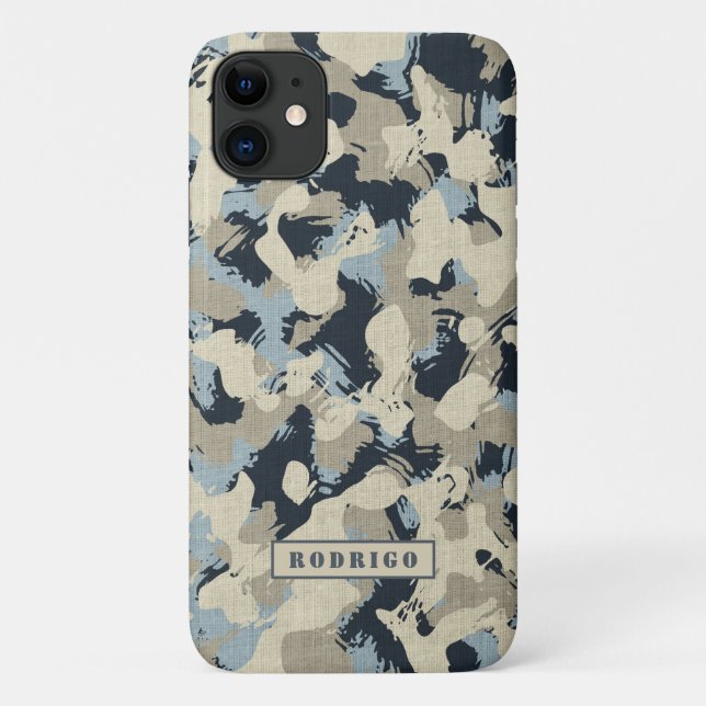 Blue Camouflage Pattern Hunting Camo Name Masculin Case-Mate iPhone Case (Back)