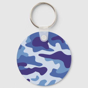 Blue camouflage pattern key ring