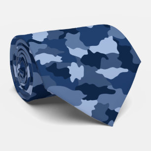 Blue Camouflage Pattern Monogram Initial Tie