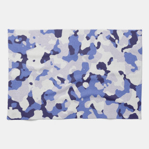 Blue camouflage pattern tea towel