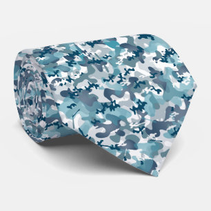 Blue camouflage pattern tie
