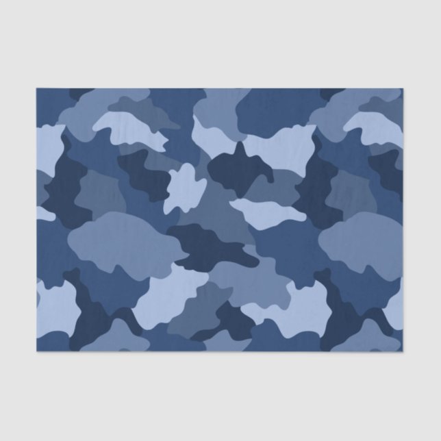 Blue Camouflage Pattern Tissue Paper (Front)