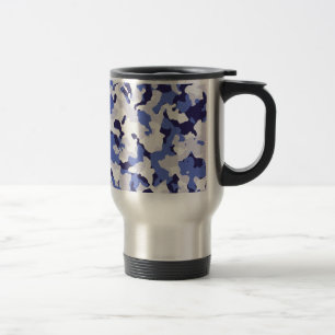 Blue camouflage pattern travel mug