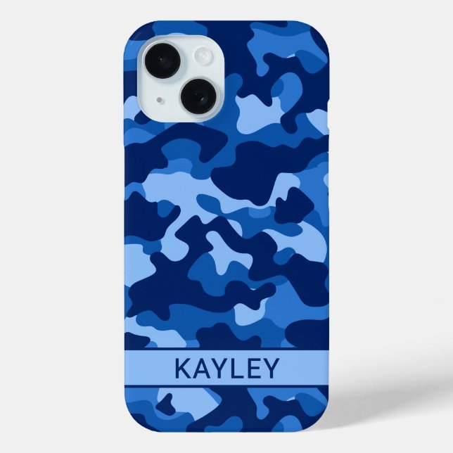 Blue Camouflage Personalised Case-Mate iPhone Case (Back)