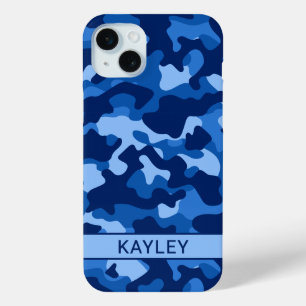 Blue Camouflage Personalized iPhone 15 Mini Case