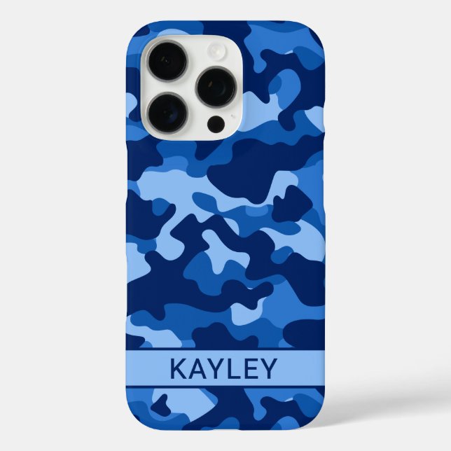 Blue Camouflage Personalized Case-Mate iPhone Case (Back)