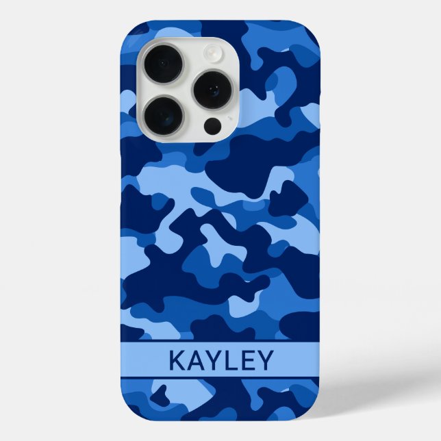 Blue Camouflage Personalized Case-Mate iPhone Case (Back)