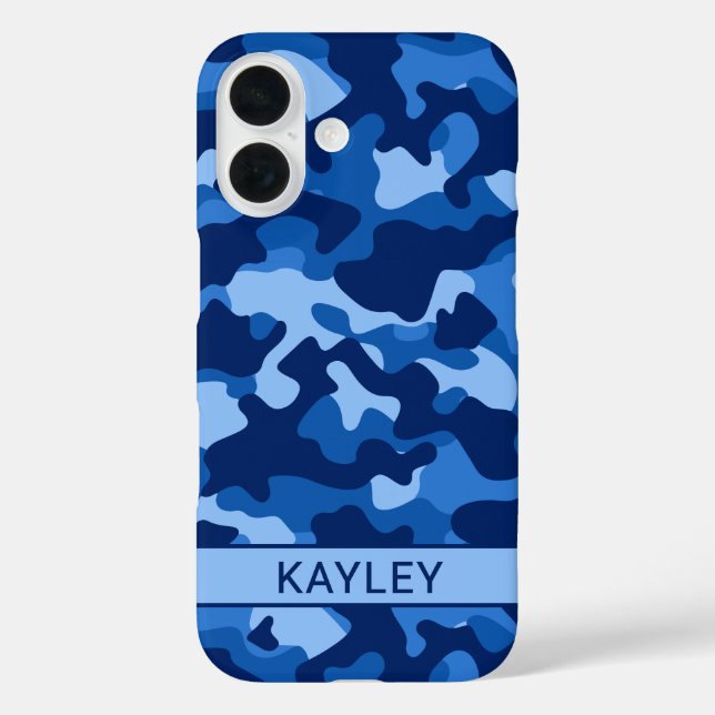 Blue Camouflage Personalized Case-Mate iPhone Case (Back)