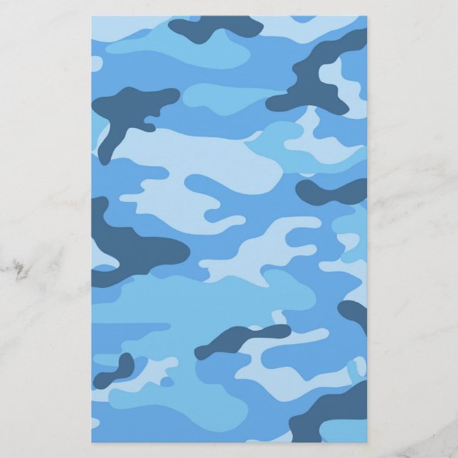 Blue Camouflage Scrapbook Crafting Paper (Front)