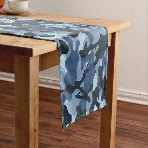 Blue Camouflage Short Table Runner