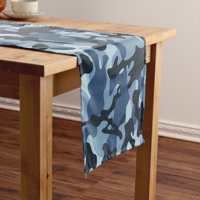 Blue Camouflage  Short Table Runner (In Situ)