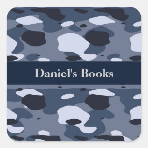 Blue Camouflage Square Sticker
