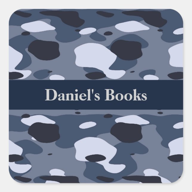 Blue Camouflage Square Sticker (Front)
