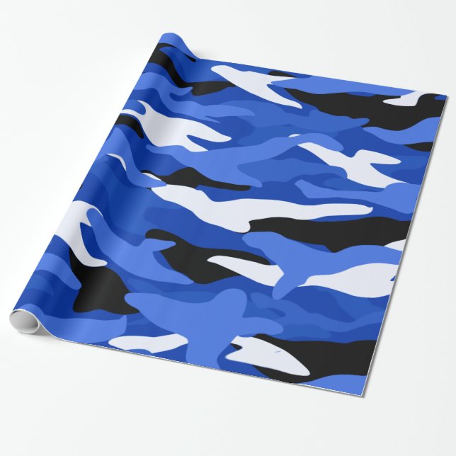 Blue camouflage wrapping paper (Unrolled)