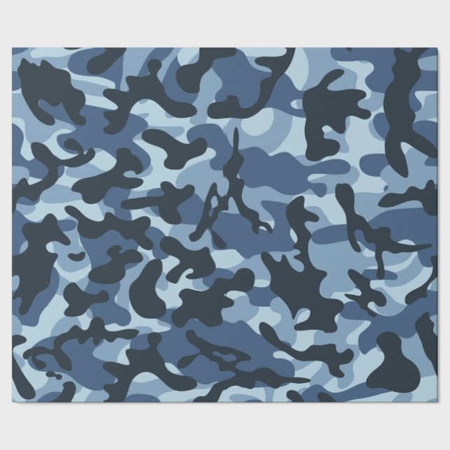 Blue Camouflage Wrapping Paper (Seam)
