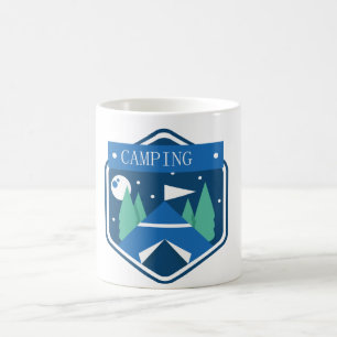 Blue Camping Badge Coffee Mug