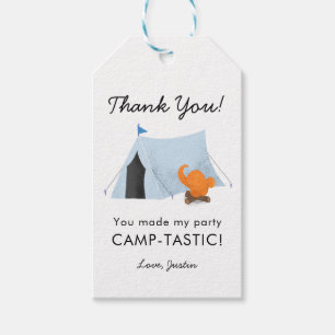 Blue Camping Birthday Party Camptastic Favour Gift Tags