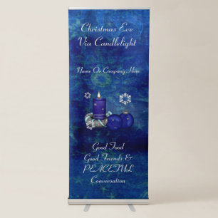Blue Candle Christmas Retractable Banner