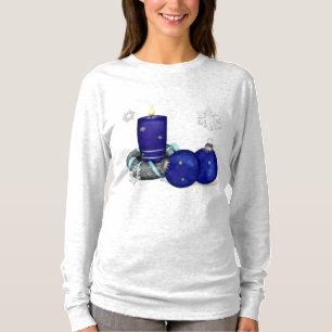 Blue Candle Christmas T-Shirt
