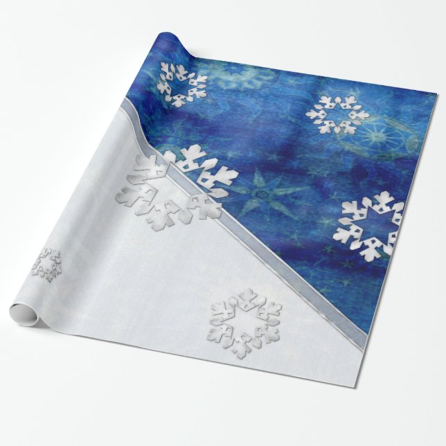 Blue Candle Christmas Wrapping Paper (Unrolled)