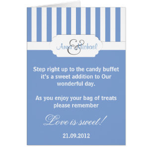 Blue candy stripe Candy Buffet Poem Card