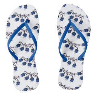 Blue Canterbury Bells Adult Flip Flops Slim Straps