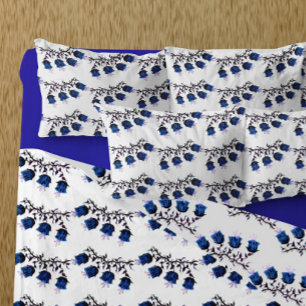 Blue Canterbury Bells on Vine Flowers Pillowcase