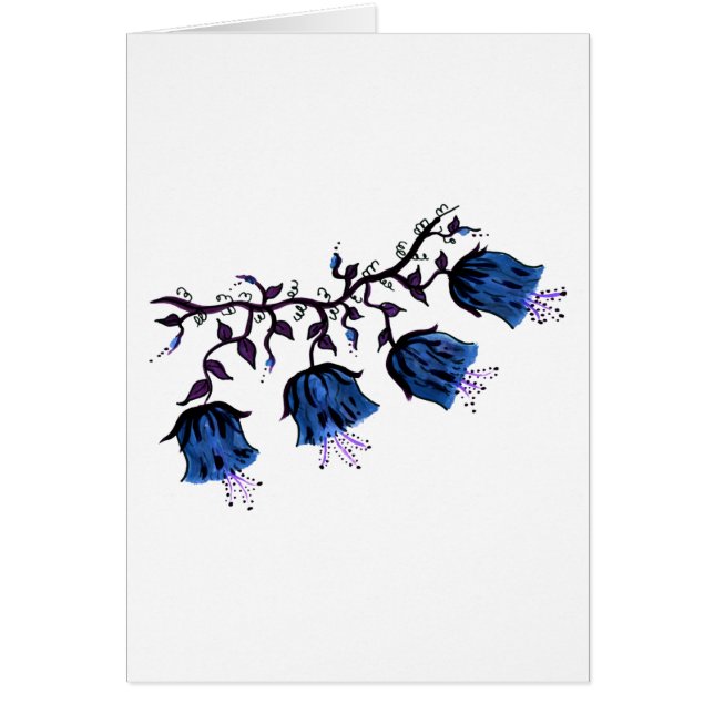Blue Canterbury Bells Vine Flowers Sympathy Card (Front)