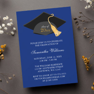 Blue Cap and Tassel Graduation Announcement