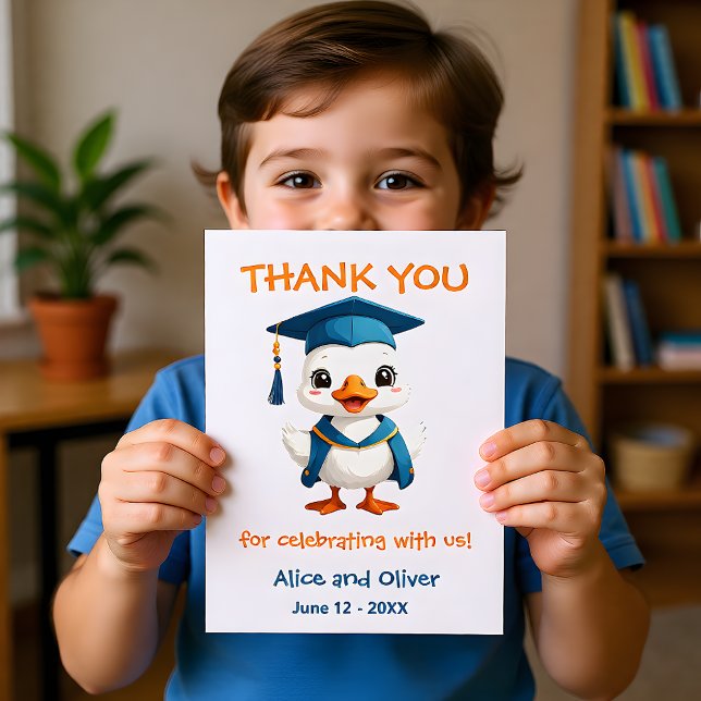 Blue Cap Goose Graduation Party Thank You Card (Creator Uploaded)