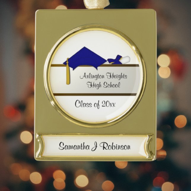 Blue Cap Graduation Banner Ornament (Creator Uploaded)