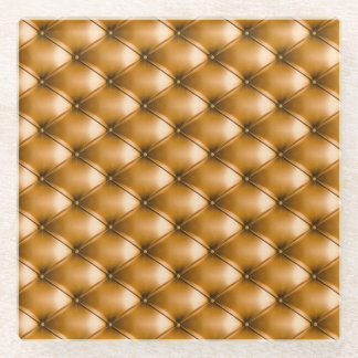 Blue Capitone Textile: Retro Background Glass Coaster