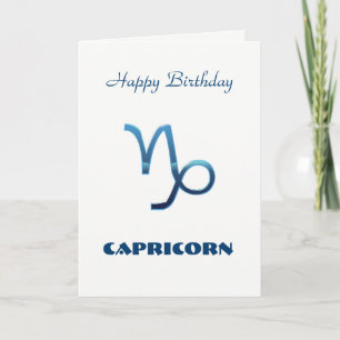 Blue Capricorn Zodiac Signs Happy Birthday Card