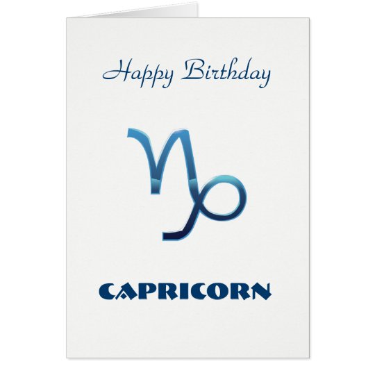 Blue Capricorn Zodiac Signs Happy Birthday Card