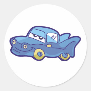 Blue Car Classic Round Sticker