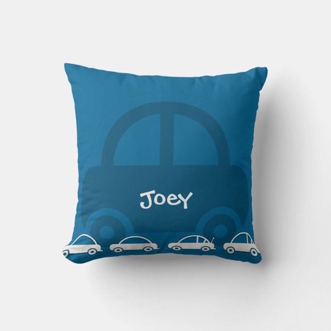 Blue Car Custom Cotton Pillows (Front)
