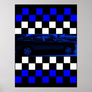Blue Car In The Fast Lane 2 Poster