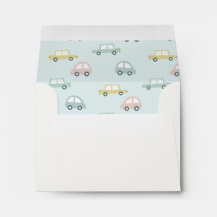Blue Car with Balloons Boy Envelope