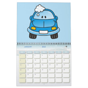 Blue car with bubbles calendar