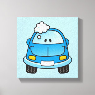 Blue car with bubbles canvas print