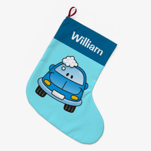 Blue Car with Bubbles Christmas Stocking