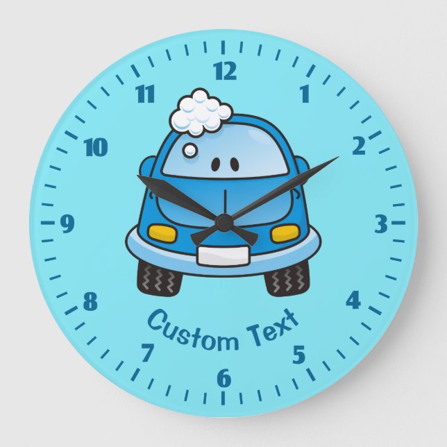 Blue Car with Bubbles Large Clock (Front)