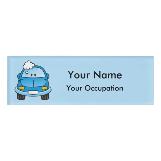 Blue car with bubbles Name Tag (Front)