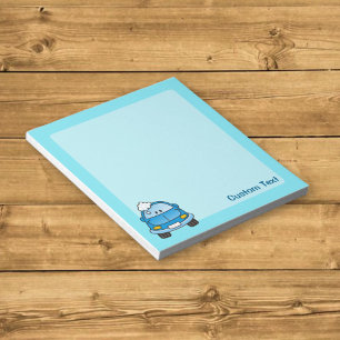 Blue car with bubbles notepad