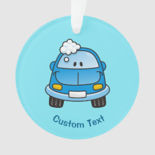 Blue car with bubbles ornament