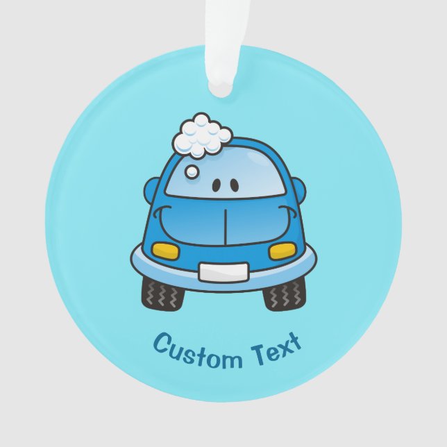 Blue car with bubbles ornament (Front)