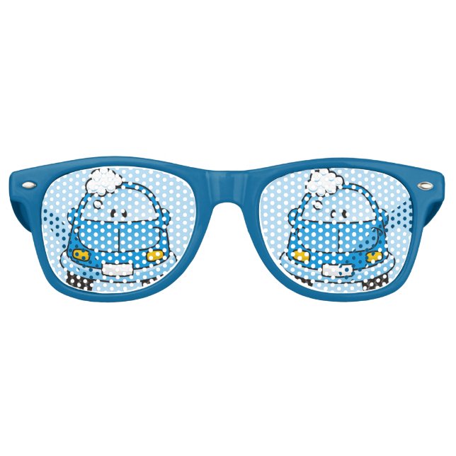 Blue car with bubbles retro sunglasses (Front)