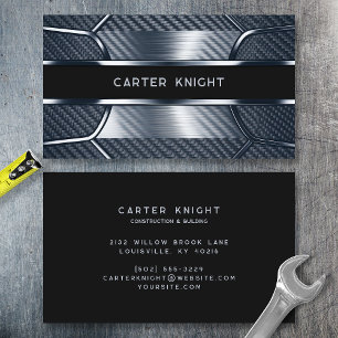 Blue Carbon Fibre Industrial Business Card