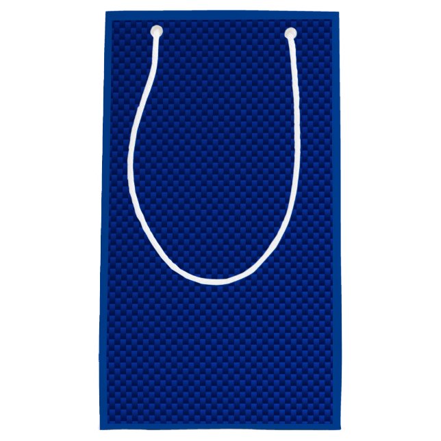 Blue Carbon Fibre Like Print Decor Small Gift Bag (Front)