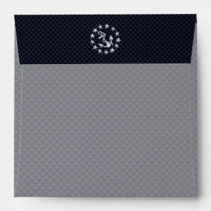 Blue Carbon Fibre Nautical Chrome Yacht Flag Print Envelope
